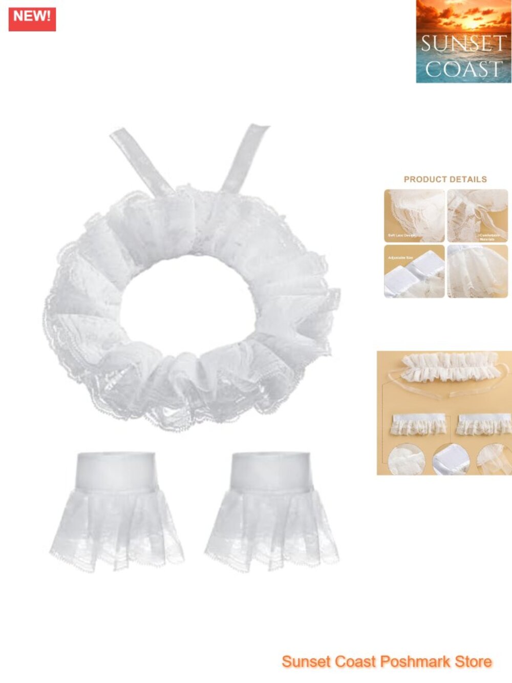 Detachable Clown Neck Ruffle Collar & Lolita Sleeves Victorian Set